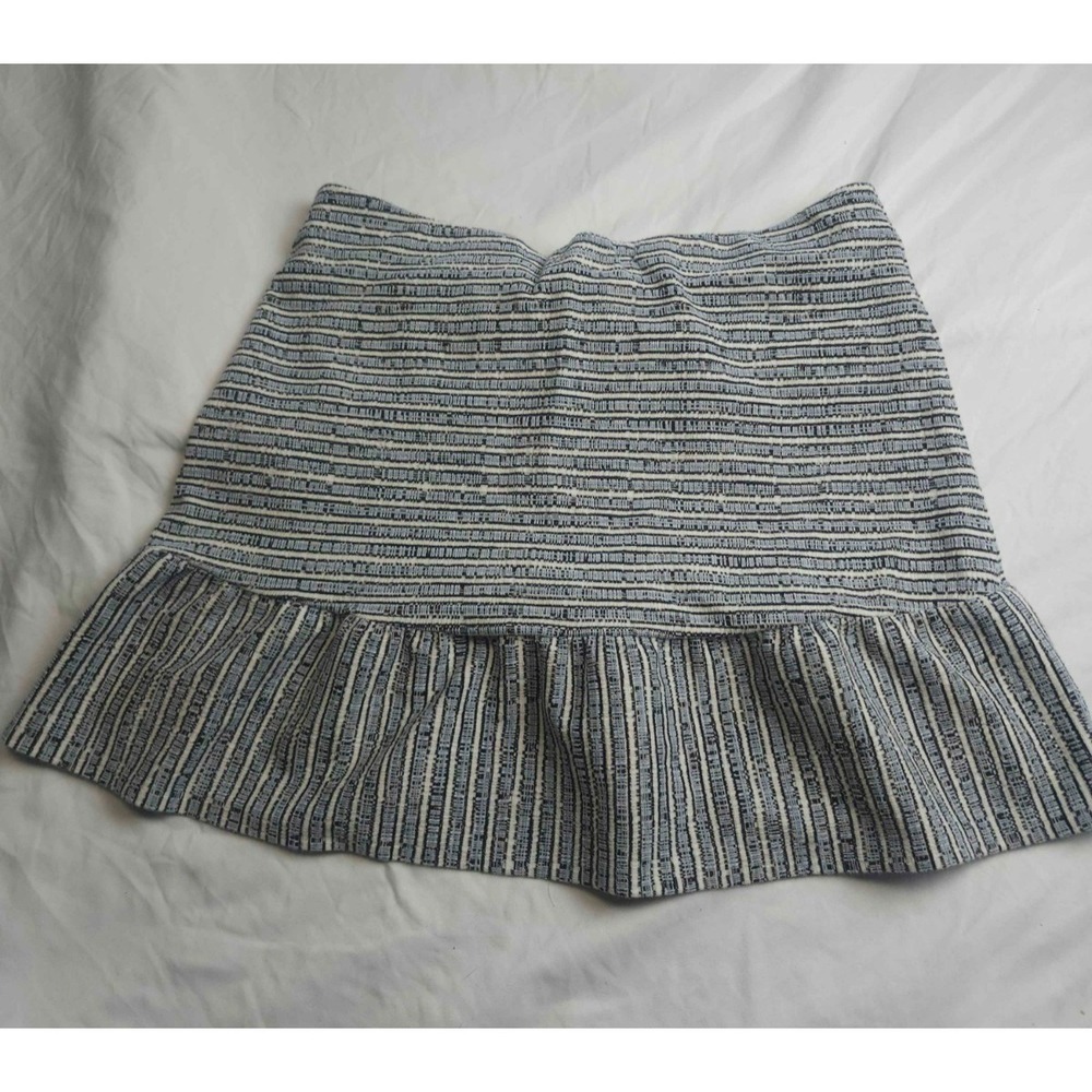 Loft Mini Skirt XL Black White Striped Textured Flounce Hem Nautical Summer Boho - Picture 3 of 4